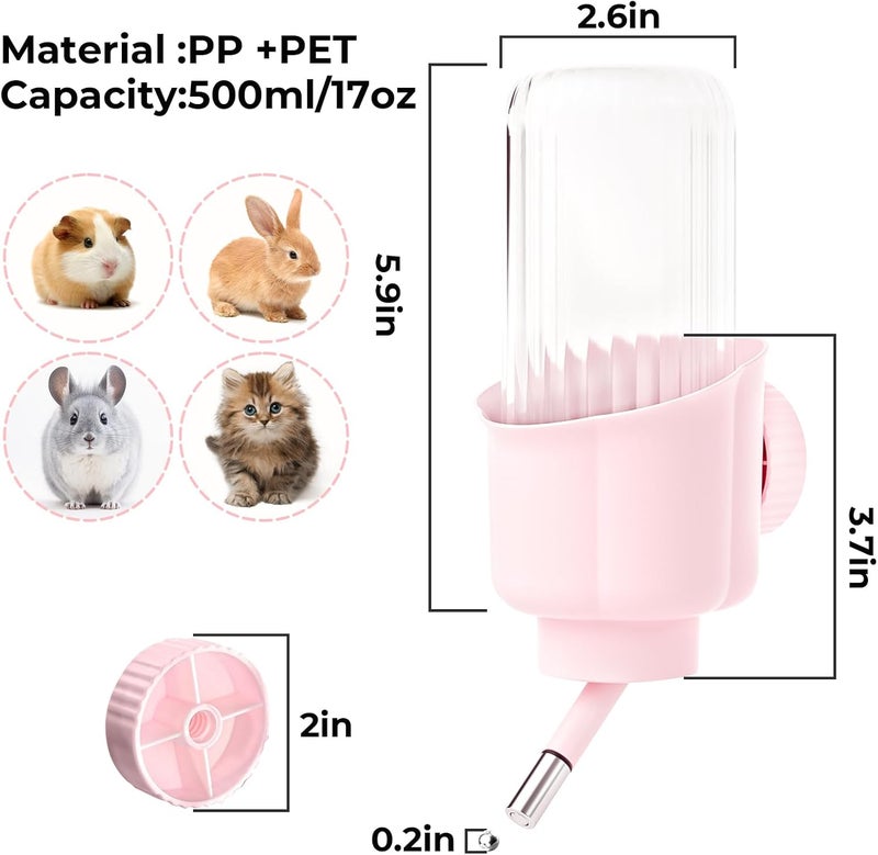 mini&moe Pet Water Bottle for Cage Crate - 17oz No Drip BPA Free Water Dispenser for Small Animal Rabbit Guinea Pig Chinchilla Ferret Squirrel Hedgehog - Green - Image 4
